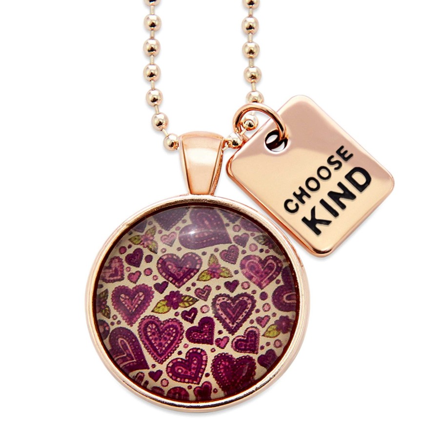 Jewellery Papa Glewy | Spring - 'Choose Kind' Rose Gold Necklace - Heart Patch - (10562)