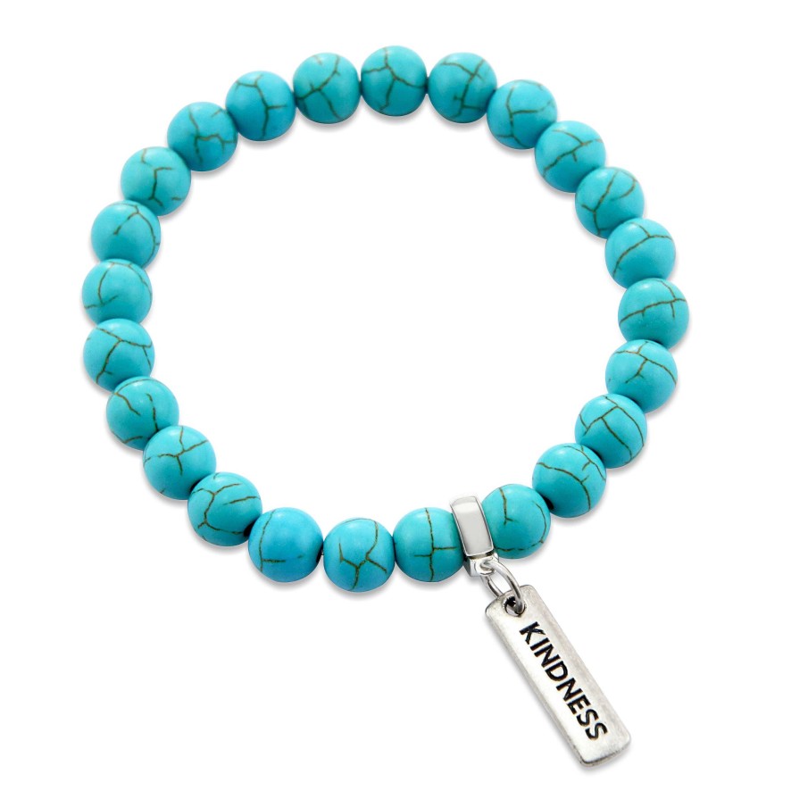 Jewellery Bracelets | Stone Bracelet - Turquoise 8Mm Beads - With Word Charm