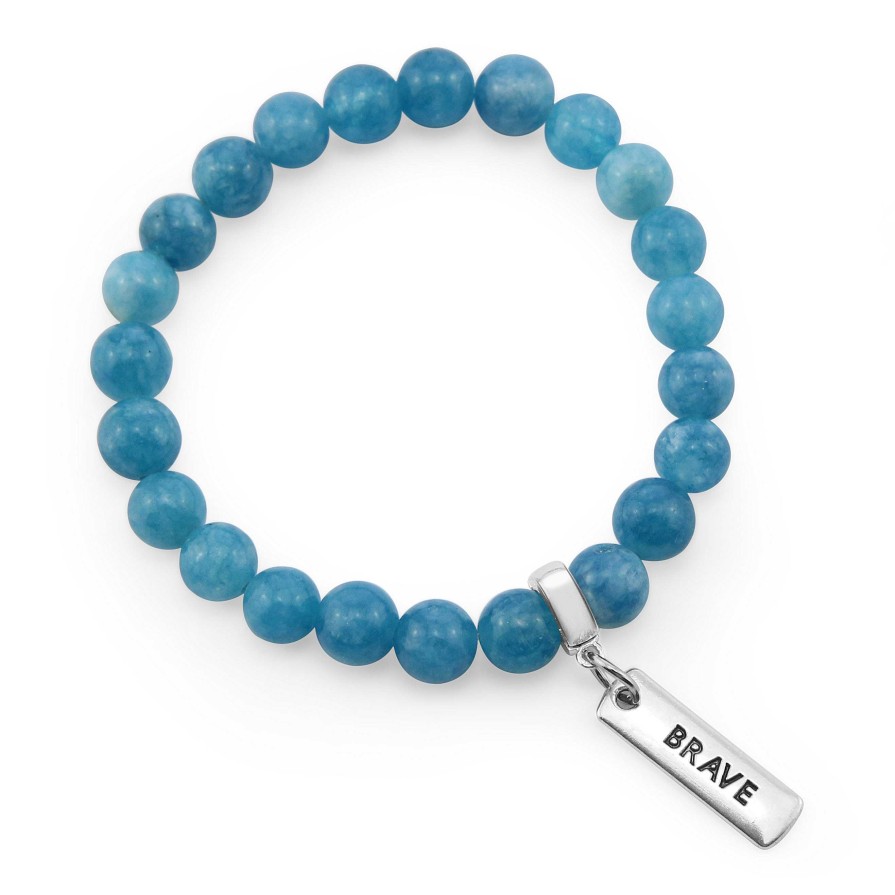 Jewellery Bracelets | Stone Bracelet - Oceana Wash - 8Mm Beads With Word Charm