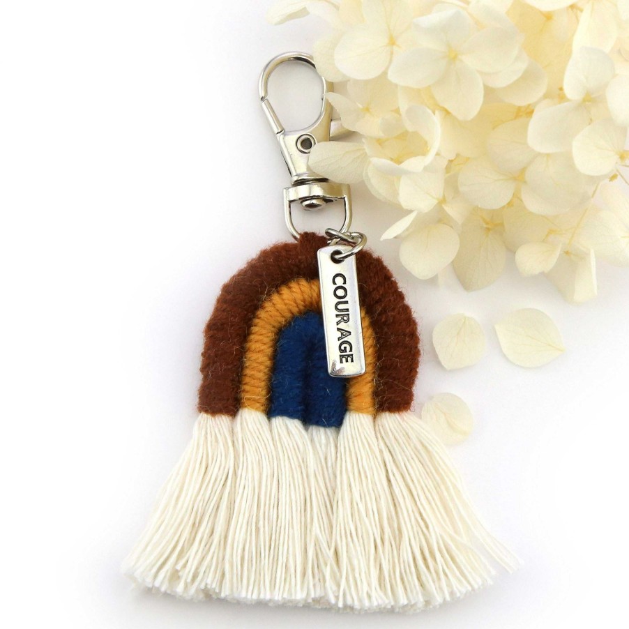 Accessories 50% Off | Mini Handwoven Rainbow Keyring / Bag Accessory 'Courage' In Silver - Kristen (7021-1)