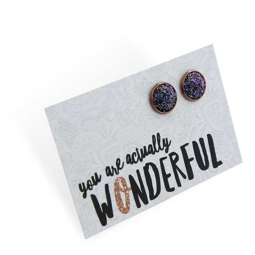 Jewellery Sparklefest | Sparklefest - You Are Actually Wonderful - Metallic Druzy Earrings Set In Copper - Gloss (9110)