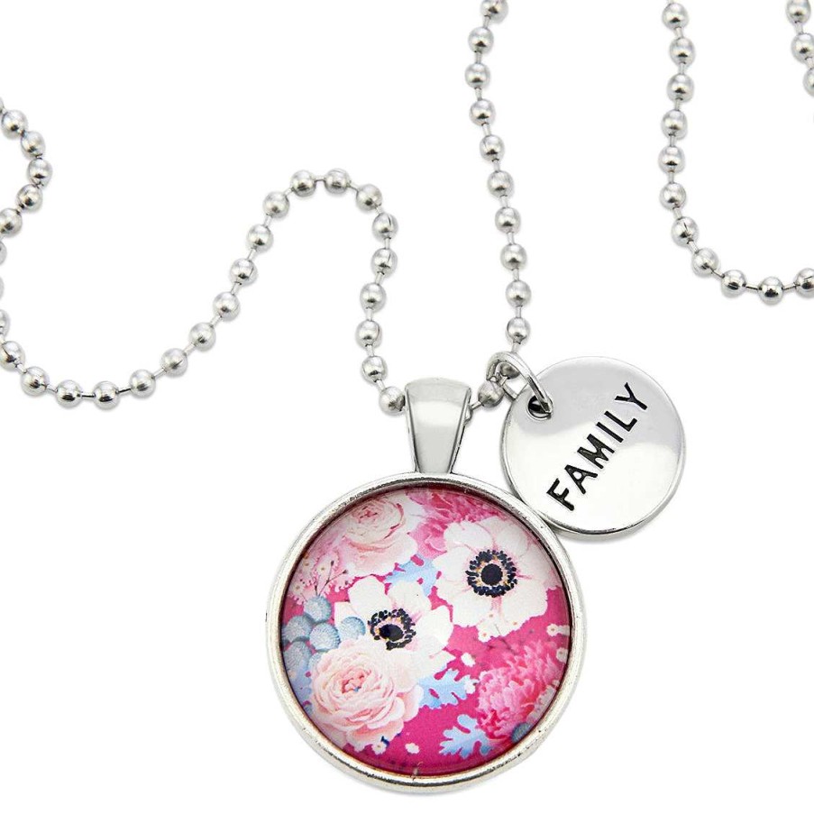 Jewellery Papa Glewy | Pink Collection - Vintage Silver 'Family' Necklace - Serenade (11161)