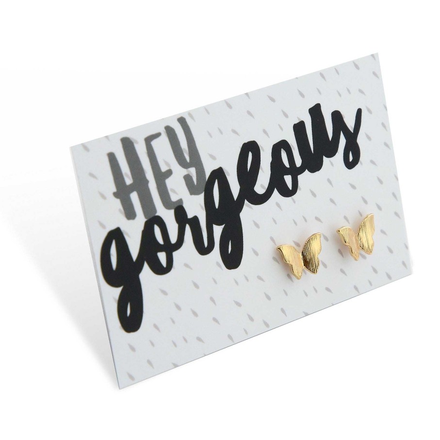 Jewellery Cute Stud Earrings | Hey Gorgeous! - Gold Butterfly Earrings (9406)