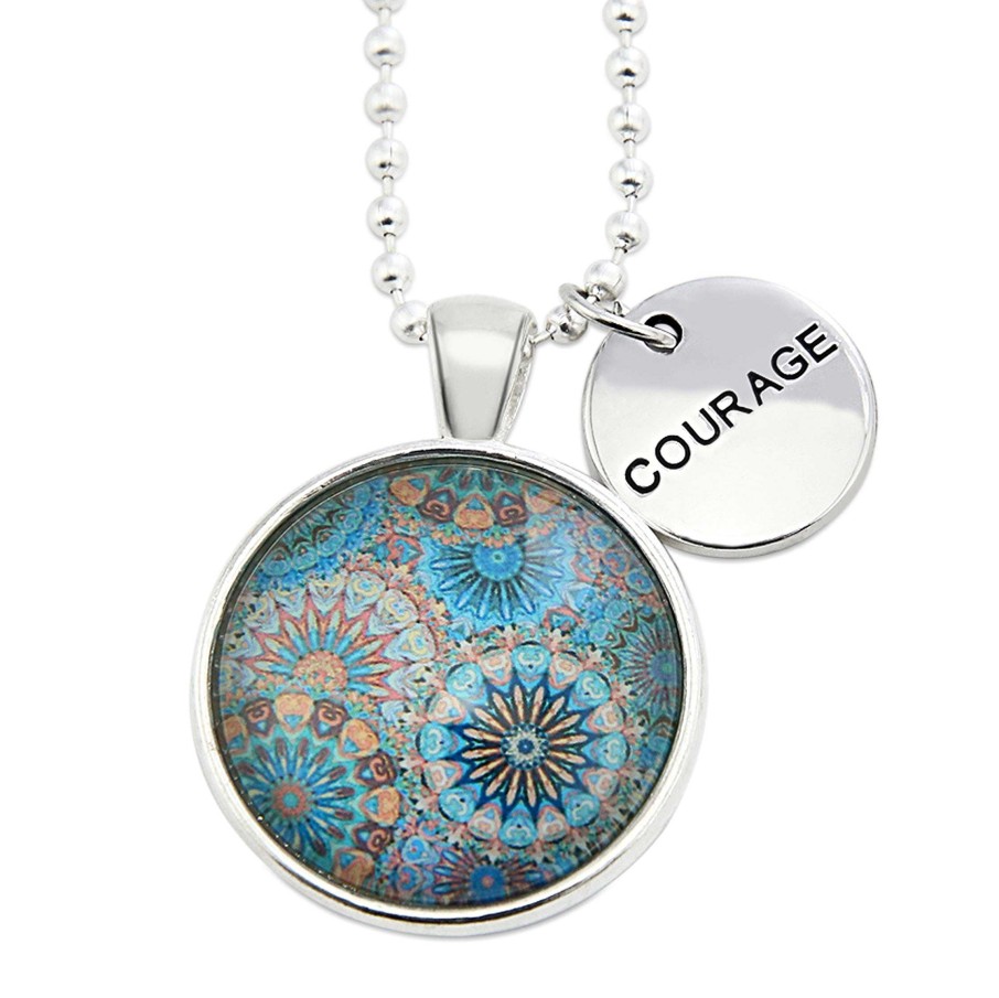 Jewellery Papa Glewy | Teal Collection - Bright Silver 'Courage' Necklace - Panama (13035)