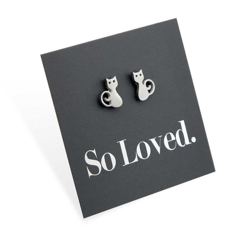 Jewellery Premium Studs | Stainless Steel Earring Studs - So Loved - Cats