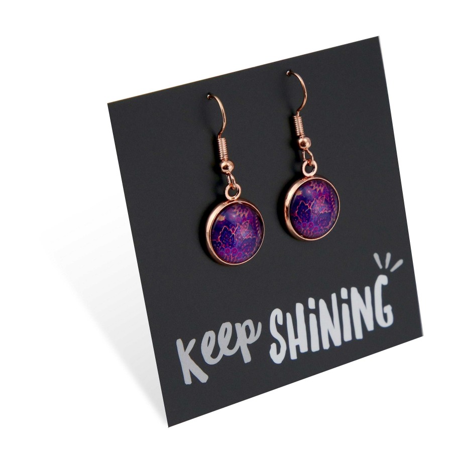 Jewellery Circle Drop Dangles | Spring - Keep Shining - Rose Gold Dangle Earrings - Maze (12831)