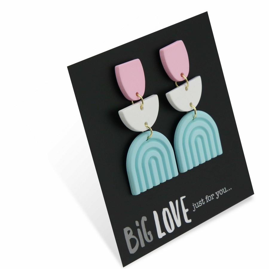 Jewellery Statement Earrings | Acrylic Dangles - 'Big Love Just For You' - Mykonos (11462)