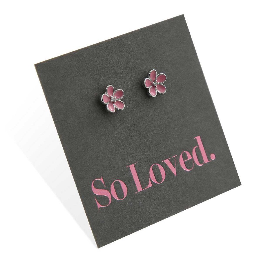 Jewellery Sterling Silver Studs | Sterling Silver Pink Blossom Stud - So Loved (8211-F)