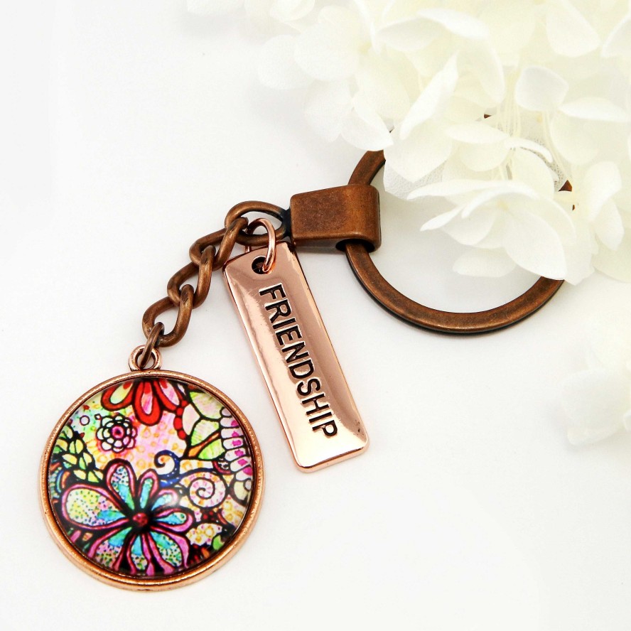 Accessories Papa Glewy | Spring - 'Friendship' - Vintage Rose Gold Keyring - Flora (11233)