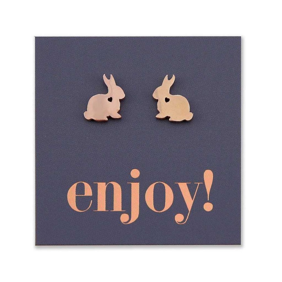 Jewellery Premium Studs | Stainless Steel Earring Studs - Enjoy - Big Bunny Rabbit Love