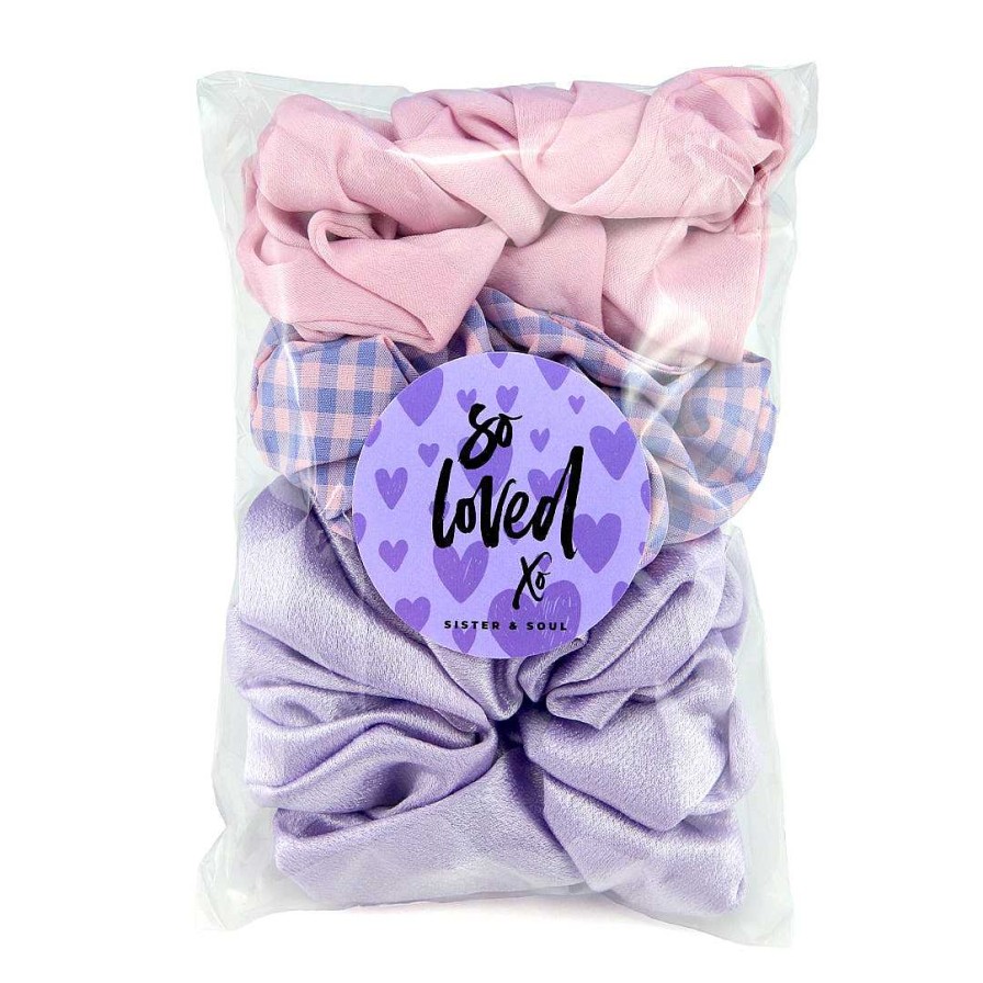 Accessories Hair Accessories | Scrunchies 3 Pack - Pink & Purple & Gingham (S18)