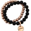 Jewellery Bracelets | Bracelet Duo! Rose Gold & Matt Black Onyx Bead Bracelet Stacker Set - Grateful (11541)