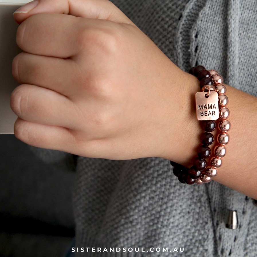 Jewellery Bracelets | Bracelet Duo! Rose Gold & Garnet Bead Bracelet Stacker Set - Mama Bear (10853)