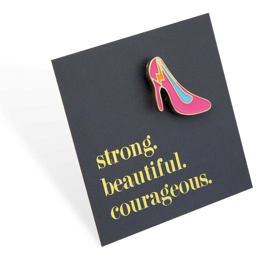 Accessories Accessories | Lovely Pins! Strong Beautiful Courageous - Pink Pumps Enamel Badge Pin - (11963)