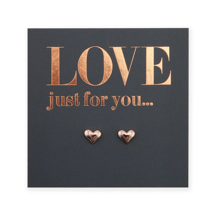 Jewellery Sterling Silver Studs | Perfect Hearts Rose Gold Sterling Silver Studs - Love Just For You (8516-R)