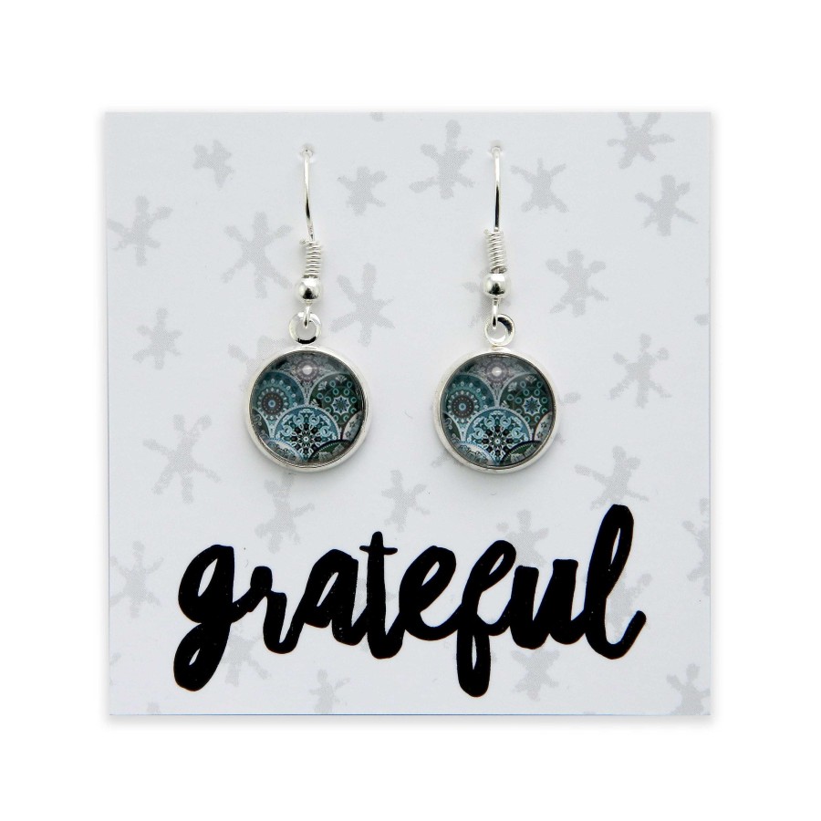 Jewellery Circle Drop Dangles | Teal Collection - Grateful - Bright Silver Dangle Earrings - Cirque (12441)