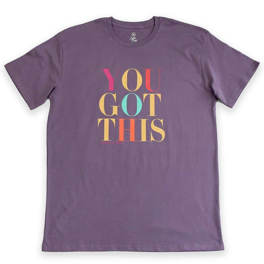 Apparel Tees Tanks & Totes | You Got This - Plus Size Long Boxy Tee - Dusty Purple With Colourful Print