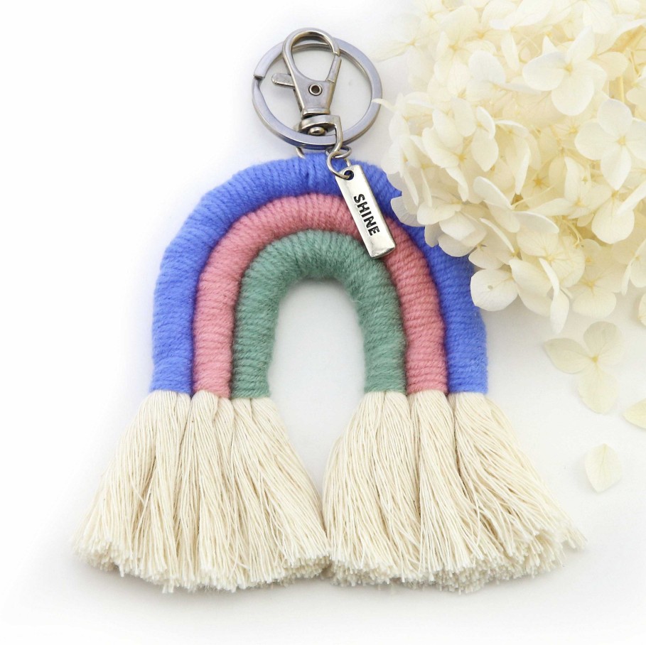 Accessories 50% Off | Handwoven Rainbow Keyring / Bag Accessory 'Shine' In Silver - Grace (7016-1)