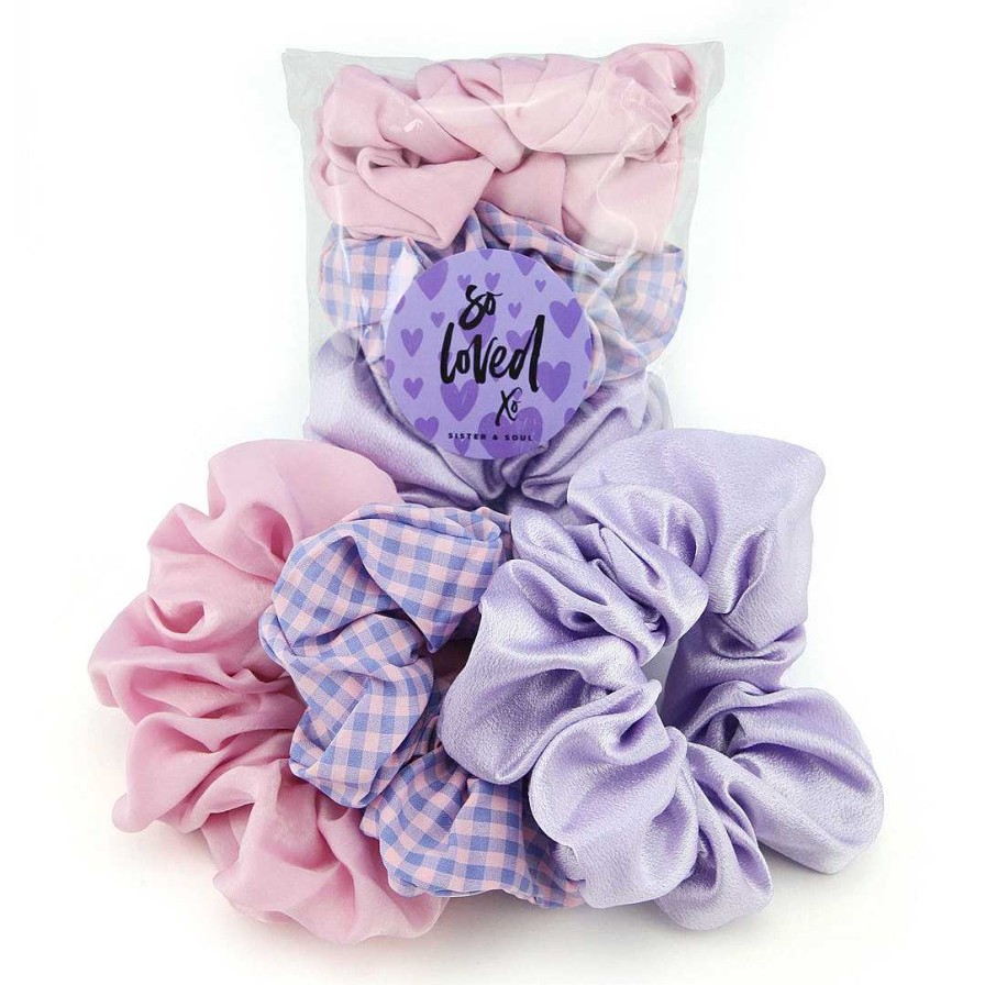 Accessories Hair Accessories | Scrunchies 3 Pack - Pink & Purple & Gingham (S18)