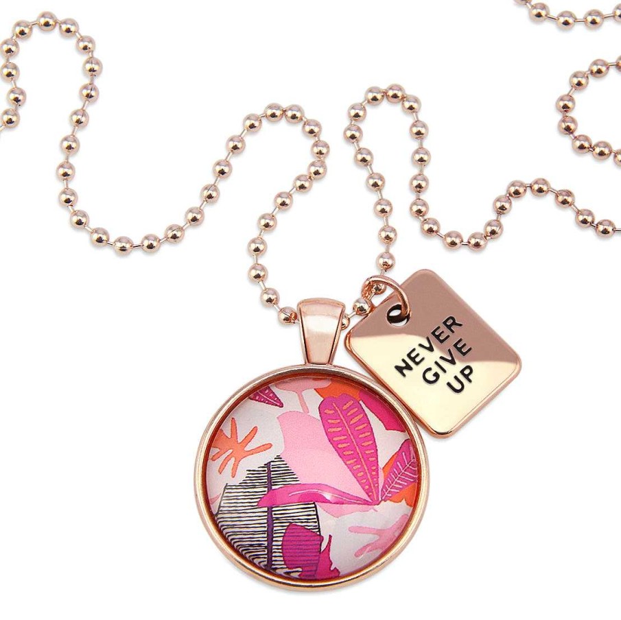 Jewellery Papa Glewy | Pink Collection - Rose Gold 'Never Give Up' Necklace - Vera (10612)