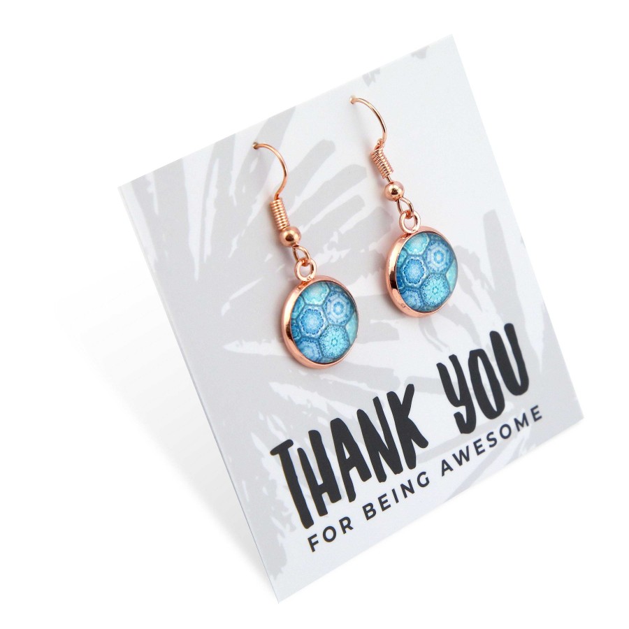 Jewellery Circle Drop Dangles | Teal Collection - Thank You For Being Awesome - Rose Gold Dangle Earrings - Hexa (12242)