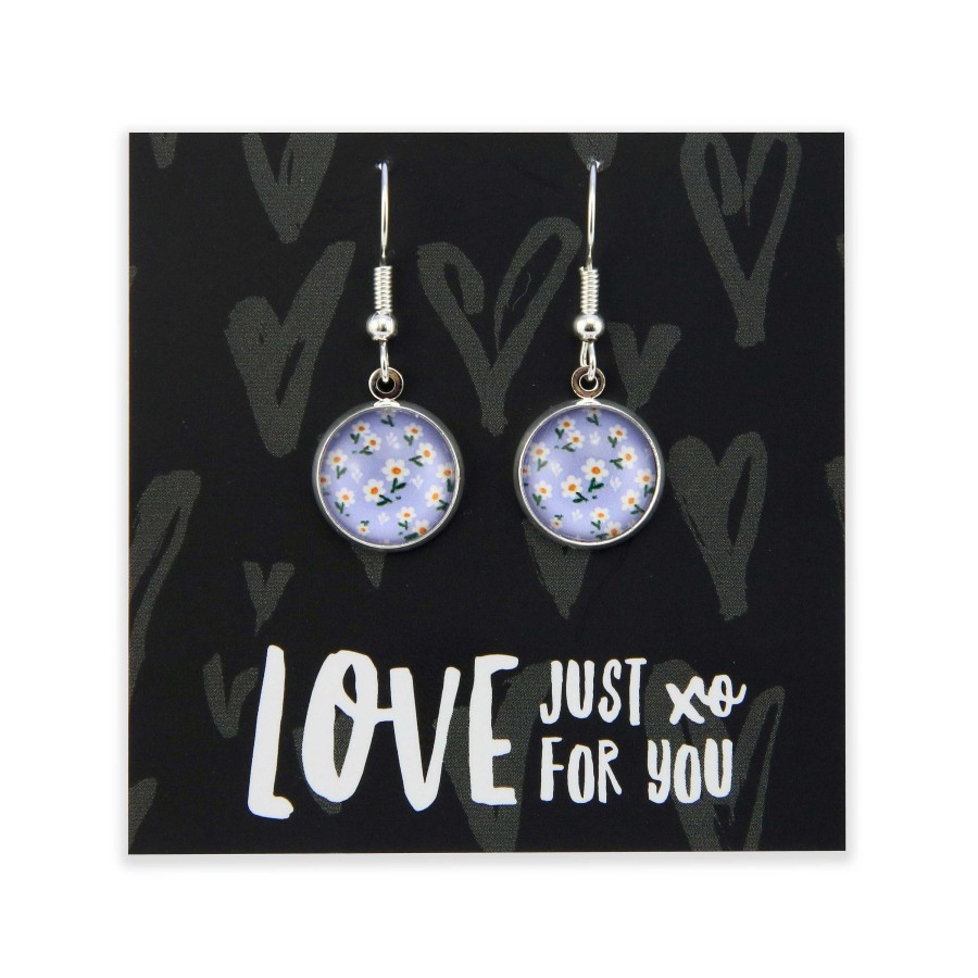 Jewellery Circle Drop Dangles | Spring - Love Just For You - Bright Silver Dangles - Daisy Garden (12744)