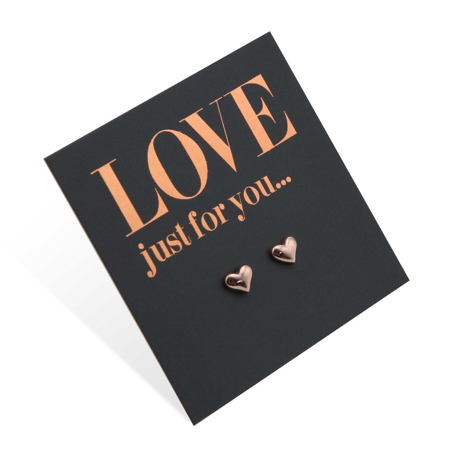 Jewellery Sterling Silver Studs | Perfect Hearts Rose Gold Sterling Silver Studs - Love Just For You (8516-R)