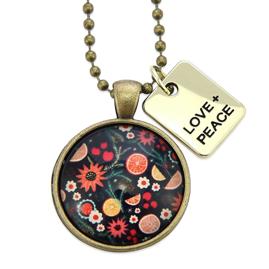 Jewellery Papa Glewy | Christmas - Vintage Gold 'Love + Peace' Necklace - Christmas Spice - (10613)