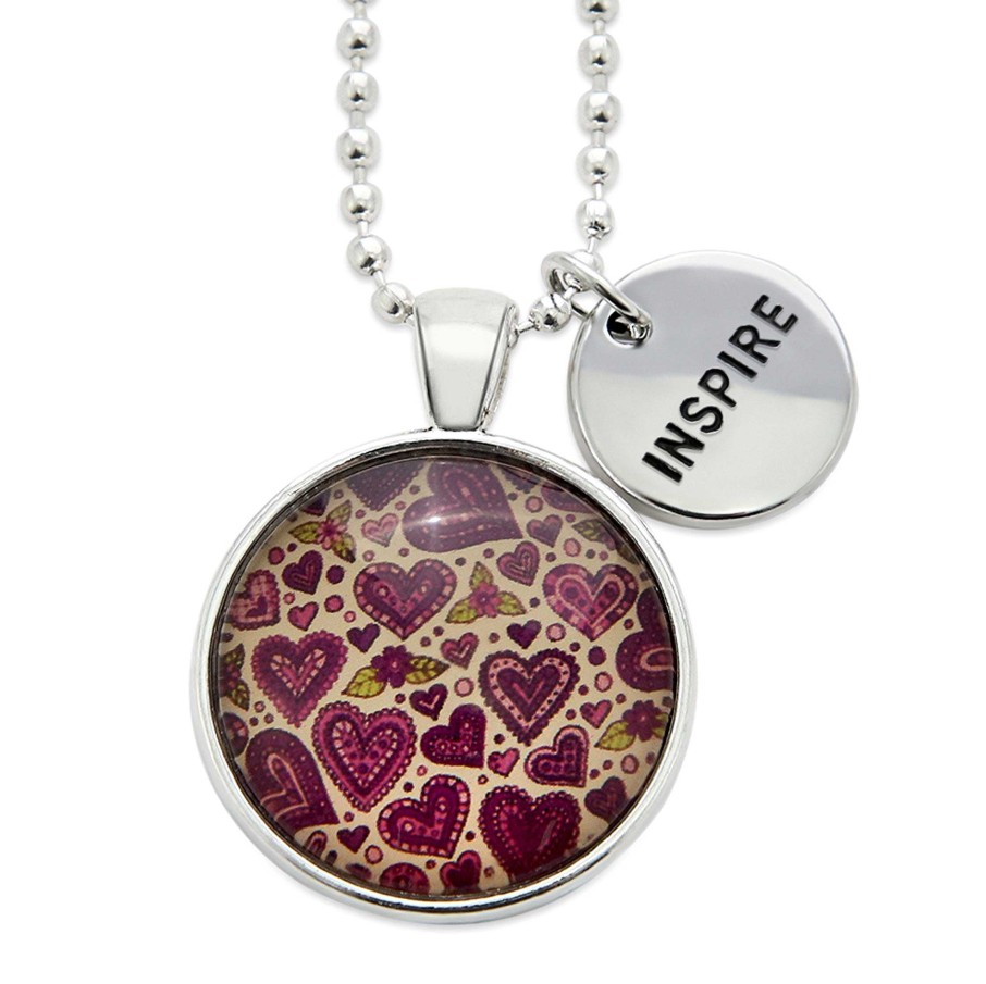 Jewellery Papa Glewy | Spring - 'Inspire' Bright Silver Necklace - Heart Patch - (10464)