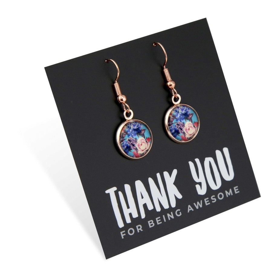 Jewellery Circle Drop Dangles | Spring - Thank You For Being Awesome - Rose Gold Dangle Earrings - Floweret (12343)