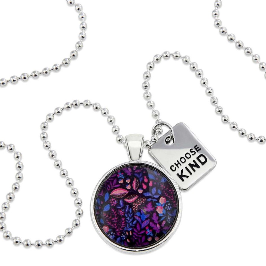 Jewellery Papa Glewy | Spring - 'Choose Kind' Bright Silver Necklace - Heather - (10621)