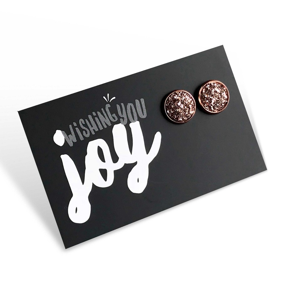 Jewellery Sparklefest | Sparklefest - Wishing You Joy! Rose Gold Druzy In Rose Gold Earrings (8804)