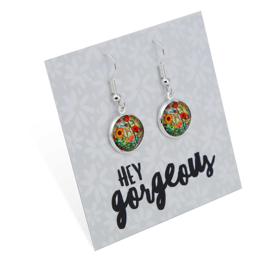 Jewellery Circle Drop Dangles | Spring - Hey Gorgeous - Bright Silver Dangles - Springtime Buds (12754)