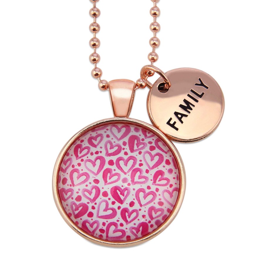 Jewellery Papa Glewy | Pink Collection - Rose Gold 'Family' Necklace - Heartstrings (10421)