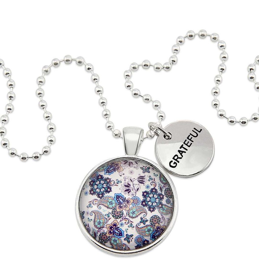 Jewellery Papa Glewy | Boho Collection - Bright Silver 'Grateful' Necklace - Rhapsody (11242)