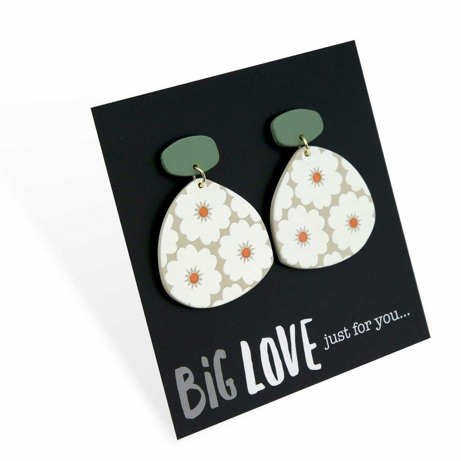 Jewellery Statement Earrings | Acrylic Dangles - 'Big Love Just For You' - Aruba (11355)