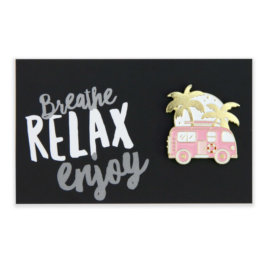 Accessories Accessories | Lovely Pins! Breathe Relax Enjoy! - Pink Camper Enamel Badge Pin - (10153)