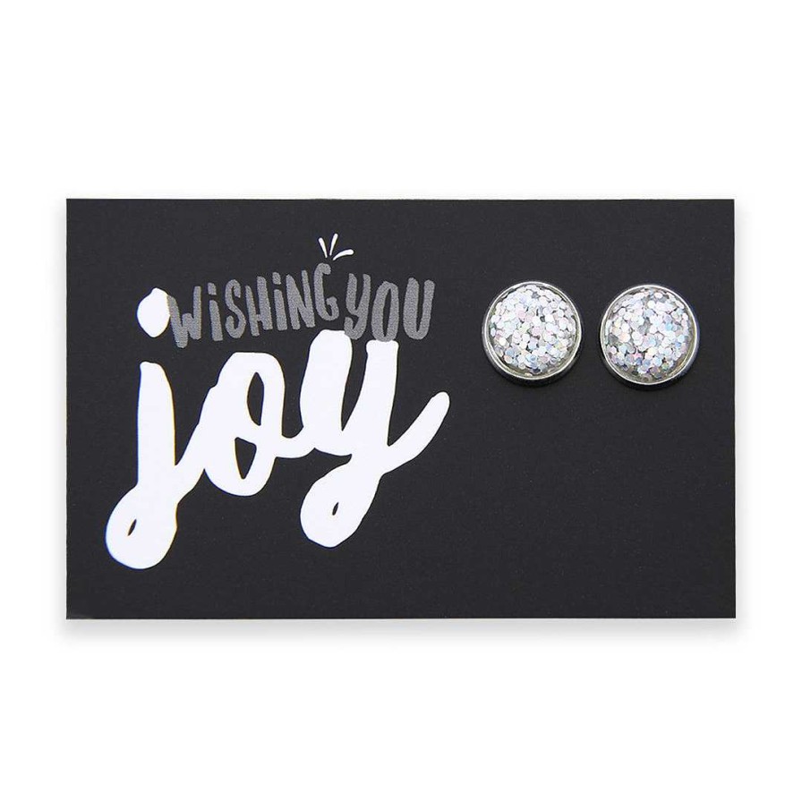 Jewellery Sparklefest | Sparklefest - Wishing You Joy! Glitter Resin Earrings Set In Silver - Silver Gloss (8805)