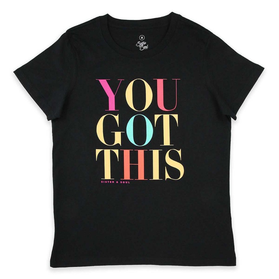 Apparel Tees Tanks & Totes | You Got This - Boxy Tee - Black With Colourful Print