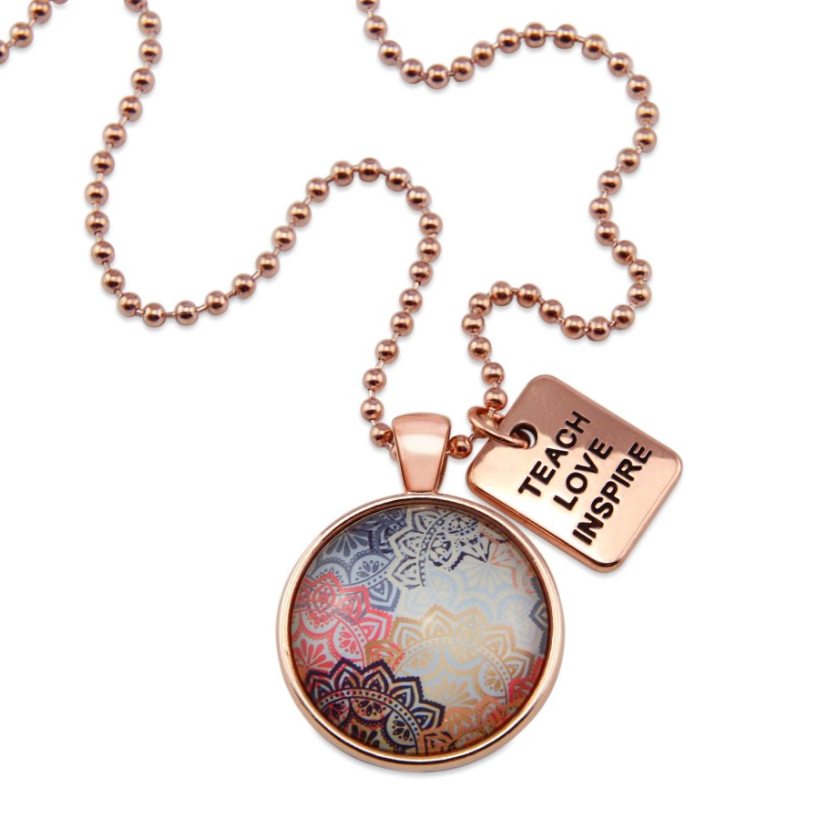 Jewellery Papa Glewy | Boho Collection - Rose Gold 'Teach Love Inspire' Necklace - Maya (10131)