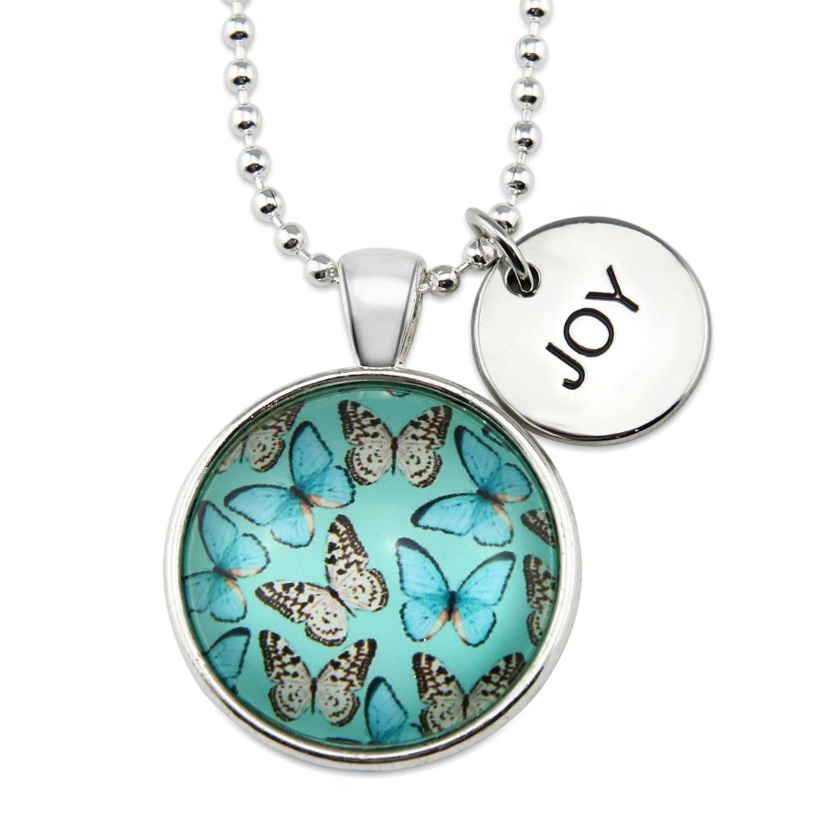 Jewellery Papa Glewy | Heart & Soul Wings - Bright Silver ' Joy ' Necklace - Butterfly Flutter (10924)