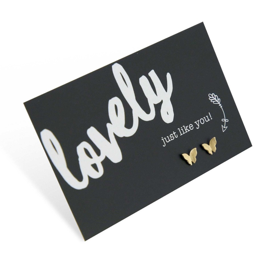 Jewellery Cute Stud Earrings | Lovely Just Like You! - Tiny Butterfly Studs - Gold (9306)