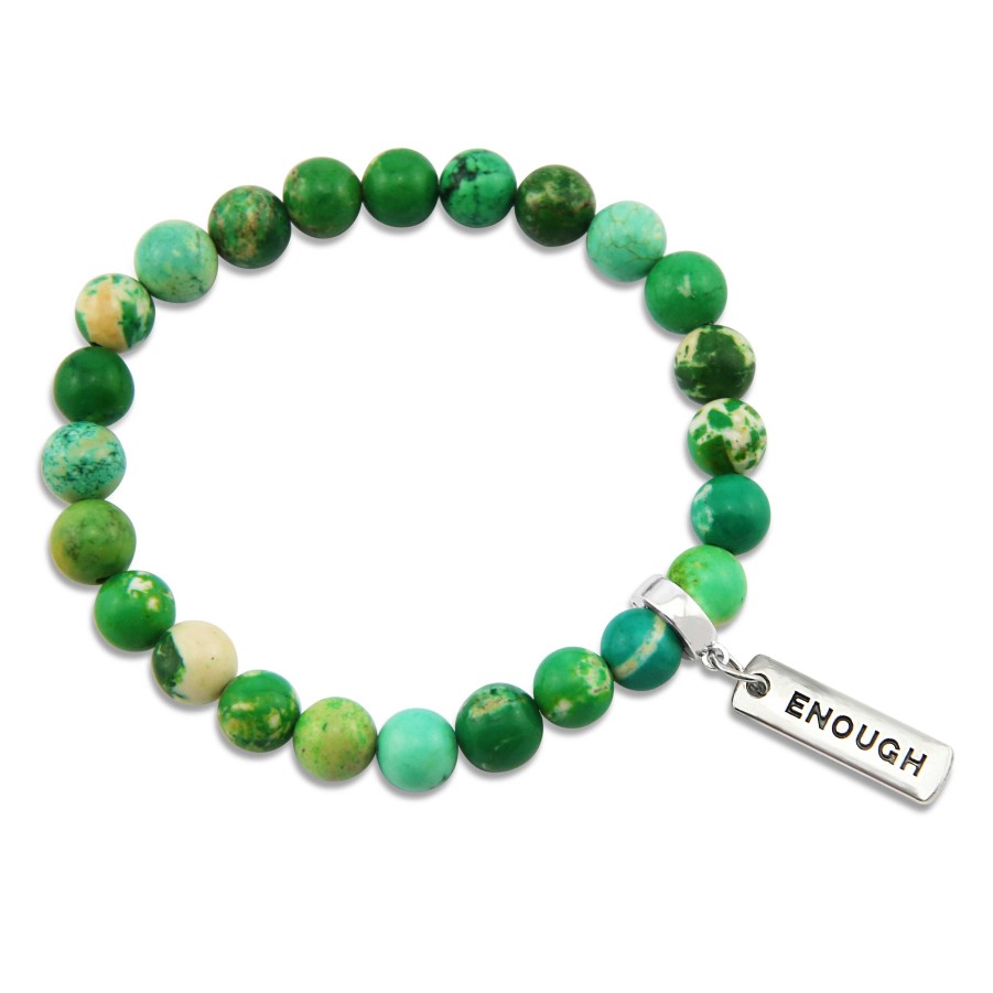 Jewellery Bracelets | Precious Stone Bracelet- Green Mountain Imperial Jasper 8Mm Bracelet - With Silver Charms