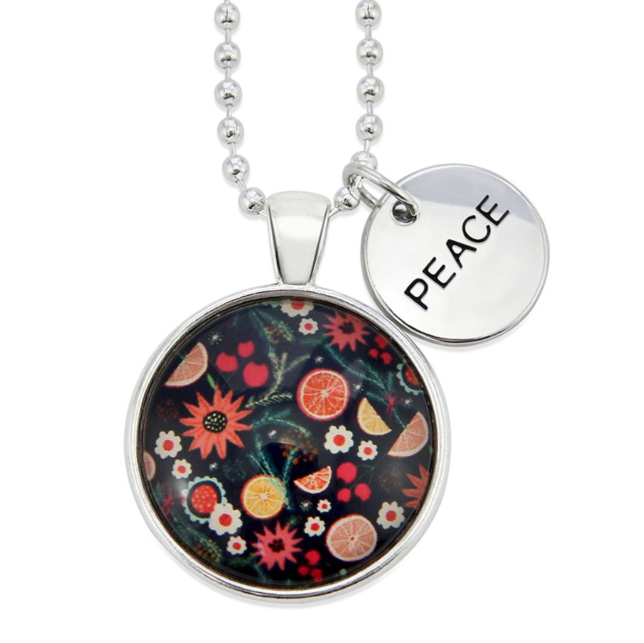 Jewellery Papa Glewy | Christmas - Bright Silver 'Peace' Necklace - Christmas Spice (10151)