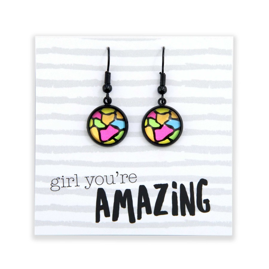 Jewellery Deluxe Stud Earrings | Girl, You'Re Amazing - Black Dangle Earrings - Bright Giraffe (12051)