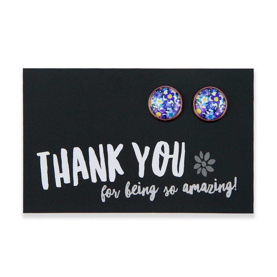 Jewellery Deluxe Stud Earrings | Spring - Thank You For Being So Amazing - Rose Gold 12Mm Circle Studs - Purple Perennials (12851)