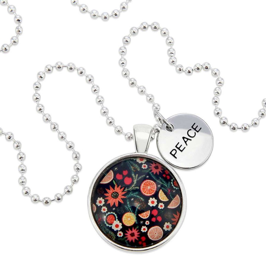 Jewellery Papa Glewy | Christmas - Bright Silver 'Peace' Necklace - Christmas Spice (10151)