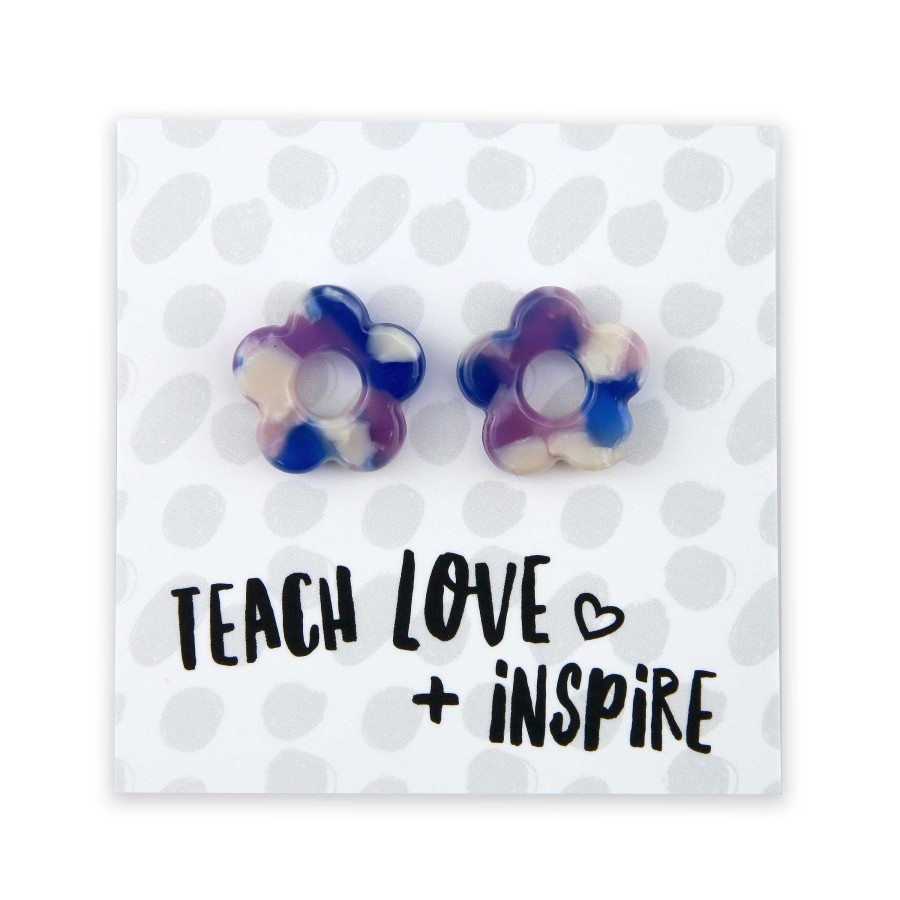 Jewellery Statement Earrings | Teach Love + Inspire! - Resin Flower Studs - Monte Swirl (11765)