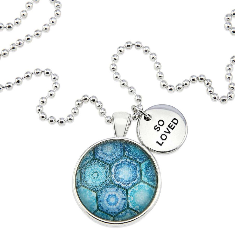 Jewellery Papa Glewy | Teal Collection - Bright Silver 'So Loved' Necklace - Hexa (12862)