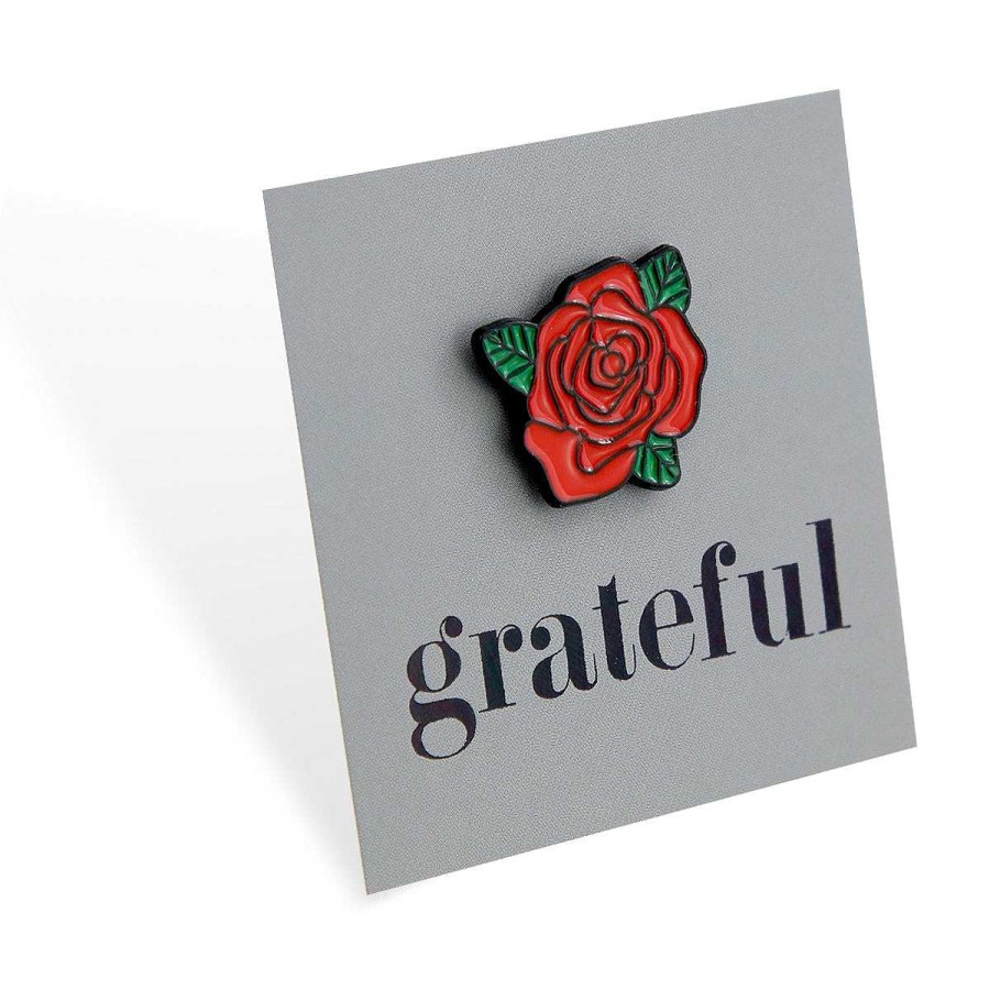 Accessories Accessories | Lovely Pins! Grateful - Red Rose Enamel Badge Pin - (10262)